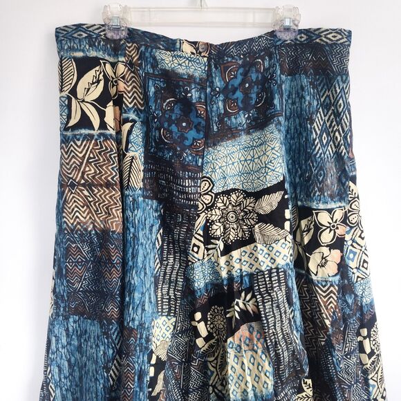 Chicos Maxi Skirt Size 16 XL Knit Long Flowy A-line Blue Beige Patchwork Boho - Picture 8 of 13